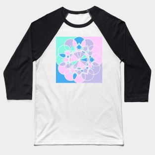 Random geometric repeated elements in square print with bright neon colors Baseball T-Shirt